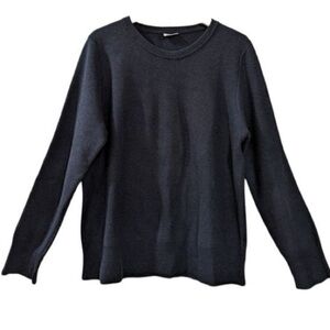 Eidos Wool Men’s Navy Long Sleeve Crew Neck Sweater Navy Blue Large luxury
